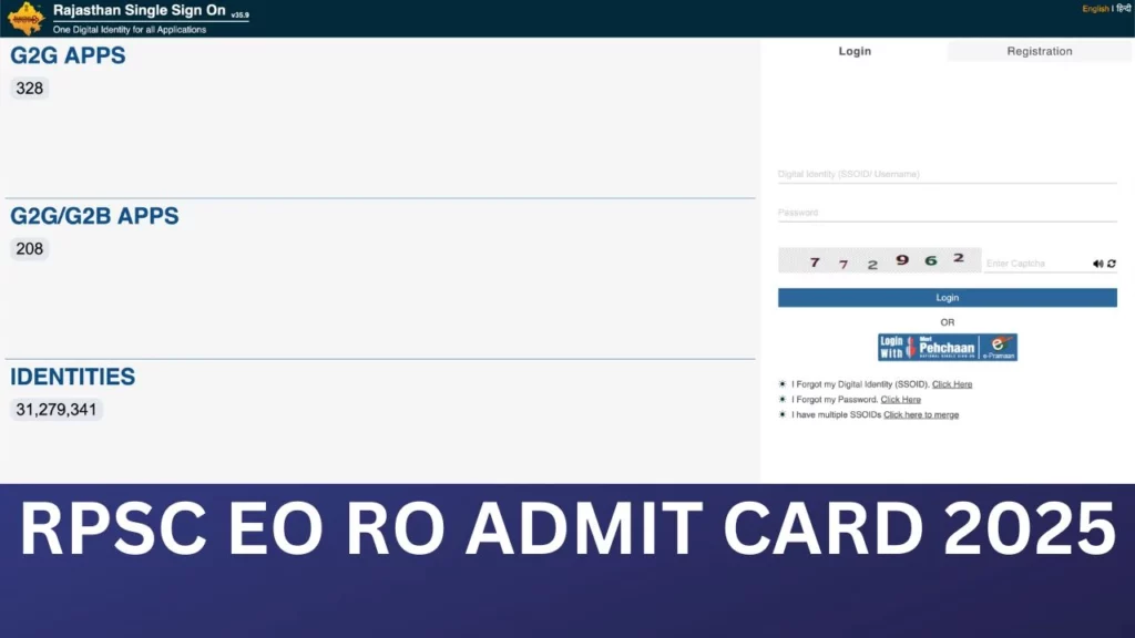 ⁠RPSC EO RO Admit Card 2025, Exam Date