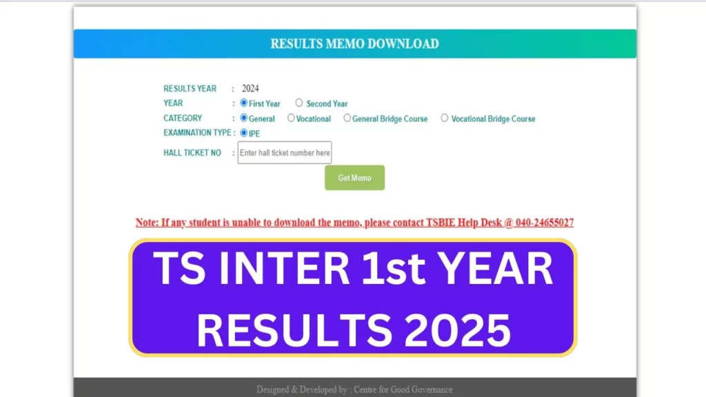 TS Inter 1st Year Results 2025, Download Marksheet Online